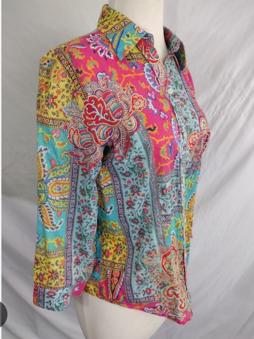 Ralph Lauren Multicolor Paisley Patchwork Button-Up Shirt